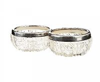 PAIR OF STERLING SILVER BANDED SALTS at Ross's Online Art Auctions