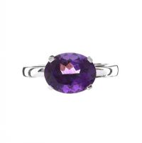 18CT WHITE GOLD AMETHYST RING at Ross's Online Art Auctions