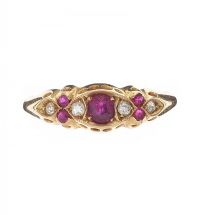 ANTIQUE 18CT GOLD RUBY AND DIAMOND RING at Ross's Online Art Auctions