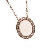 18CT ROSE GOLD SMOKY QUARTZ AND DIAMOND NECKLACE at Ross's Online Art Auctions