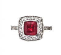 STERLING SILVER SYNTHETIC RUBY RING at Ross's Online Art Auctions