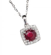 18CT WHITE GOLD RUBY AND DIAMOND NECKLACE at Ross's Online Art Auctions