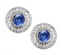 18CT WHITE GOLD SAPPHIRE AND DIAMOND EARRINGS at Ross's Online Art Auctions