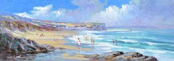 SUMMERTIME ON PORTSTEWART STRAND by William Cunningham at Ross's Online Art Auctions