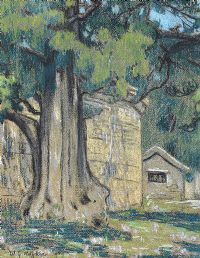 TREE BY THE BARN by W.G. Hofker at Ross's Online Art Auctions