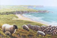 SHEEP ABOVE WHITEPARK BAY, COUNTY ANTRIM by Keith Glasgow at Ross's Online Art Auctions