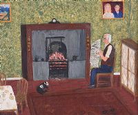 READING BY THE FIRE by J. Pyper at Ross's Online Art Auctions