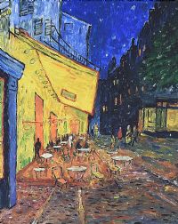 THE CAFE TERRACE ON THE PLACE DU FORUM, ARLES AT MIDNIGHT. AFTER VINCENT VAN GOGH by Sean Lorinyenko at Ross's Online Art Auctions