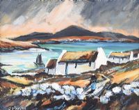 IRISH THATCHED COTTAGE by Patrick Murphy at Ross's Online Art Auctions