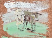 BLACK & WHITE CALVES by Con Campbell at Ross's Online Art Auctions