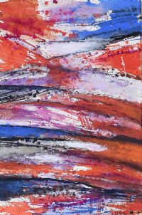 RED & BLUE ABSTRACT by Bazaine at Ross's Online Art Auctions