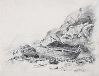 BEACHED BOAT AT HOWTH by Irish School at Ross's Online Art Auctions