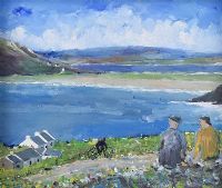 FARMER'S COTTAGE VIEW AT TRA NA ROSSAN, DOWNINGS by Sean Lorinyenko at Ross's Online Art Auctions