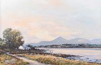MURLOUGH BAY WITH THE MOURNES IN THE DISTANCE by William Cunningham at Ross's Online Art Auctions