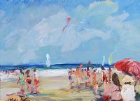 SUMMER DAY ON THE BEACH by Marie Devlin at Ross's Online Art Auctions