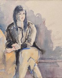 SEATED GIRL by R. Monaghan at Ross's Online Art Auctions