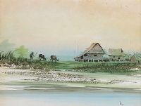 CATTLE BY THE RIVER by Eastern School at Ross's Online Art Auctions