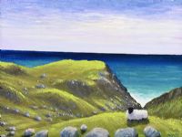 ON SLIEVE LEAGUE CLIFFS by Sean Loughrey at Ross's Online Art Auctions