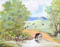 THE WATERING HOLE by Audrey Bell at Ross's Online Art Auctions