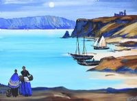 MOONLIT RED BAY, COUNTY ANTRIM by J.P. Rooney at Ross's Online Art Auctions