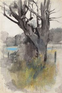 TREE IN A LANDSCAPE by Tom Carr HRHA HRUA at Ross's Online Art Auctions