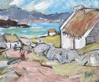 THATCHED IRISH COTTAGE, DONEGAL by Marjorie Henry RUA at Ross's Online Art Auctions