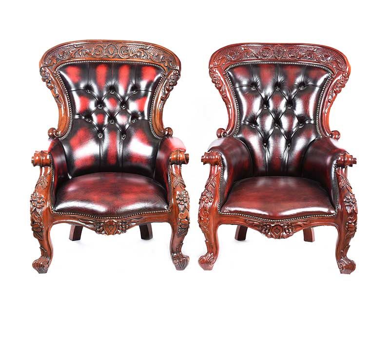 PAIR OF LEATHER ARMCHAIRS at Ross's Online Art Auctions