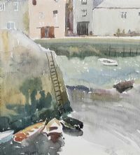 BOATS IN A HARBOUR by Gerard Dillon at Ross's Online Art Auctions