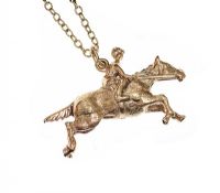 9CT GOLD HORSE AND RIDER NECKLACE at Ross's Online Art Auctions