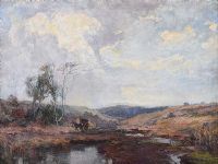 DONKEY & TURF CART BY THE RIVER by William Gibbs Mackenzie ARHA at Ross's Online Art Auctions