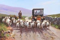 DRIVING SHEEP IN THE GLENS by Donal McNaughton at Ross's Online Art Auctions