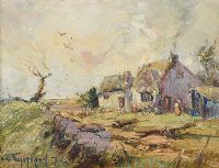 OLD THATCHED COTTAGE by Irish School at Ross's Online Art Auctions