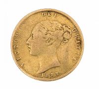 VICTORIAN HALF-SOVEREIGN COIN 1873 at Ross's Online Art Auctions