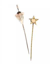 TWO STICK PINS, ONE 9CT ROSE GOLD at Ross's Online Art Auctions