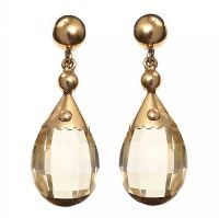 VINTAGE 18CT GOLD DROP EARRINGS SET WITH CITRINE at Ross's Online Art Auctions