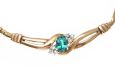 9CT GOLD DIAMOND AND GREEN STONE NECKLACE at Ross's Online Art Auctions