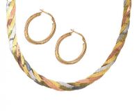 9CT GOLD TWIST NECKLACE AND A PAIR OF 9CT GOLD EARRINGS at Ross's Online Art Auctions