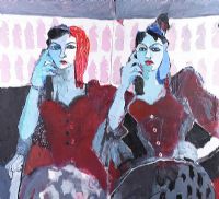 SEATED TWINS by Jane Hansford at Ross's Online Art Auctions