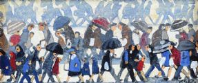 SHOPPERS IN THE RAIN by Cupar Pilson at Ross's Online Art Auctions