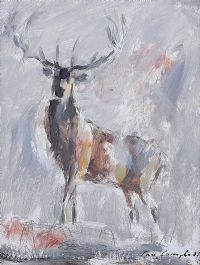 STAG IN THE SNOW by Con Campbell at Ross's Online Art Auctions