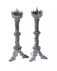 PAIR OF ORNATE BRONZE CANDLESTICKS at Ross's Online Art Auctions