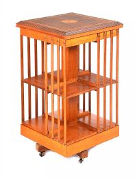YEW WOOD REVOLVING BOOKCASE at Ross's Online Art Auctions