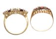 TWO 9CT GOLD RINGS SET WITH GARNET, PEARL AND DIAMOND at Ross's Online Art Auctions