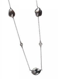 TIFFANY & CO FINE JEWELLERY PLATINUM GREY KESHI PEARL AND DIAMOND NECKLACE at Ross's Online Art Auctions