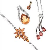 SUITE OF STERLING SILVER JEWELLERY IN HUES OF ORANGE at Ross's Online Art Auctions