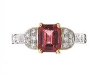 18CT WHITE GOLD PINK TOURMALINE DIAMOND RING at Ross's Online Art Auctions