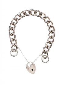 HEAVY STERLING SILVER CURB-LINK BRACELET WITH PADLOCK CLASP at Ross's Online Art Auctions