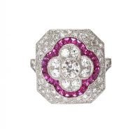 PLATINUM RUBY AND DIAMOND TARGET RING at Ross's Online Art Auctions