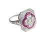 PLATINUM RUBY AND DIAMOND TARGET RING at Ross's Online Art Auctions