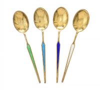 FOUR MEKA STERLING SILVER GOLD PLATED SPOONS at Ross's Online Art Auctions